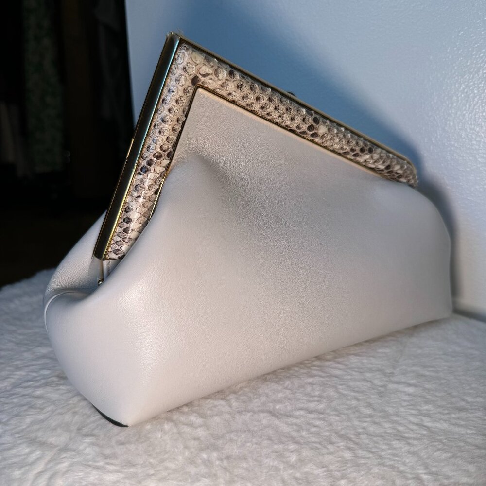 Fendi First Cement & Python-Effect Clutch Bag, Ghw - image 4